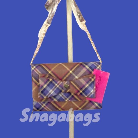 BETSEY JOHNSON NWT VIOLET PLAID CROSSBODY WALLET BAG - Picture 7 of 15
